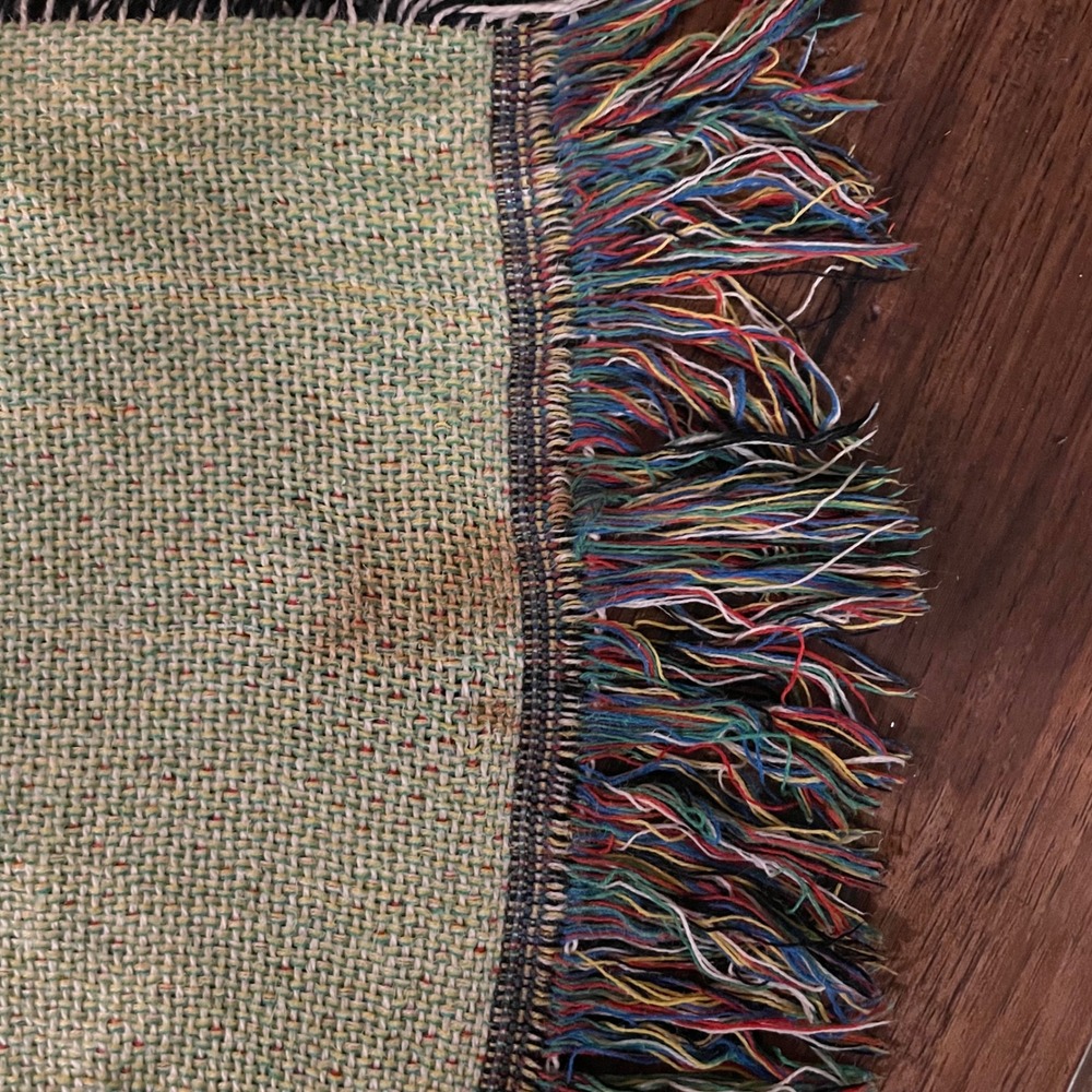 Vintage Picken Schnauzer Dog Woven Tapestry Throw Blanket Fringe Navy Blue 48x60 - Picture 5 of 5